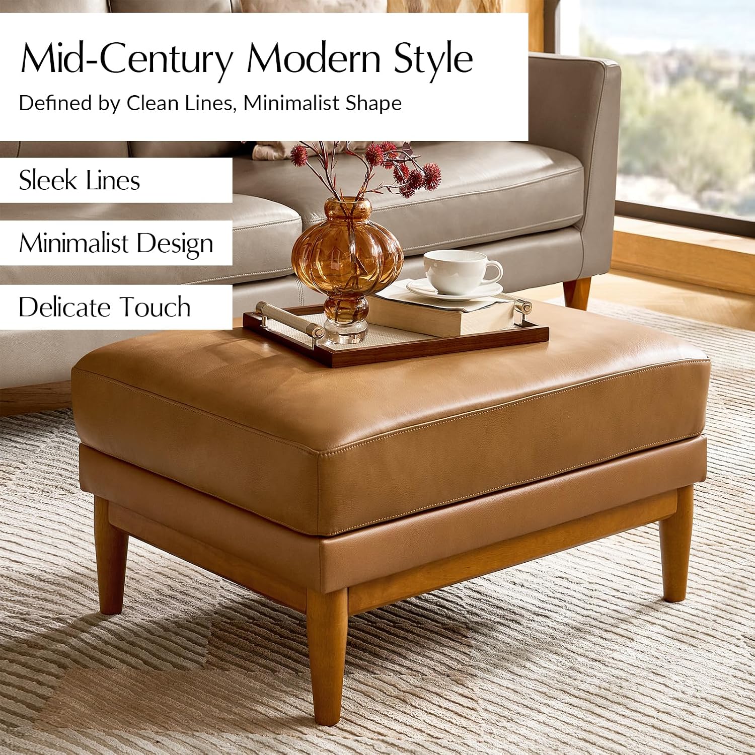 Genuine Leather Ottoman Coffee - Outdoor Furniture Wood recension och pris